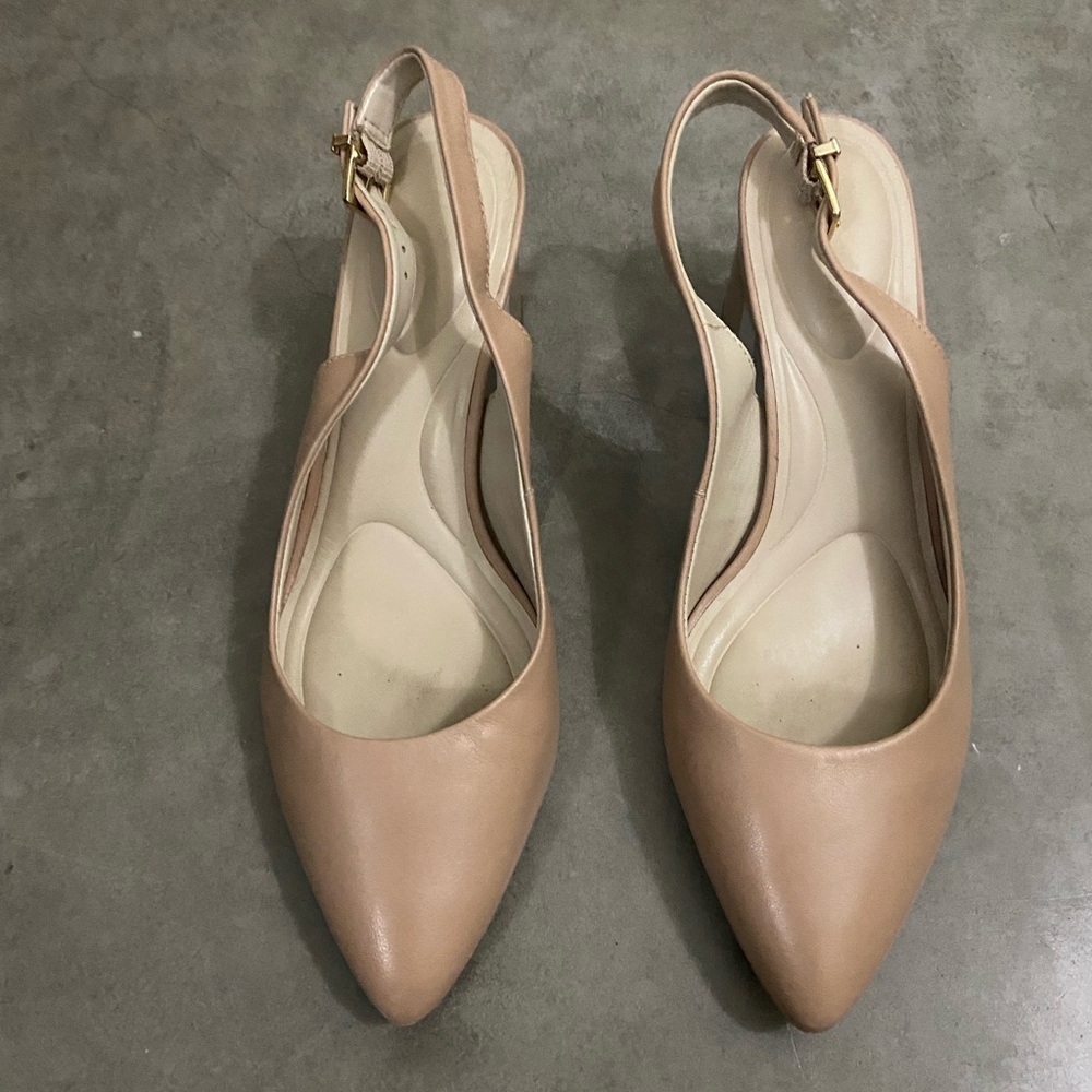 Capelli Rossi Tan Leather Slingback Block Heels